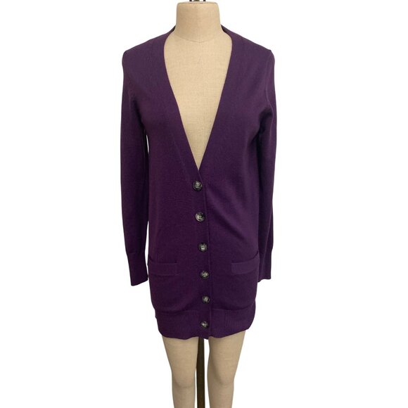 Ann Taylor Womens Merino Wool Cardigan Sweater Medium Size Purple - Picture 4 of 10
